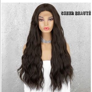 Sheer Beauté 24” Long Dark Brown Lace Front Wig